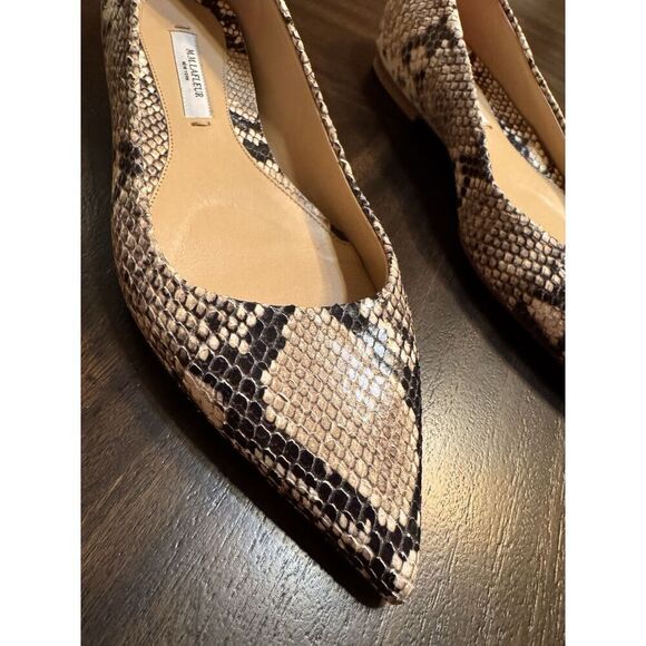 MM Lafleur Rowan‎ Embossed Snakeskin Flats NWOB New Women's 35 Italian Leather - Picture 7 of 12
